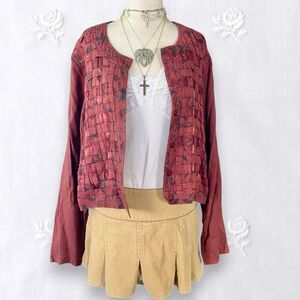 Country Wear Collections VTG Whimsygoth Bohemian Retro Basket Weave Jacket L